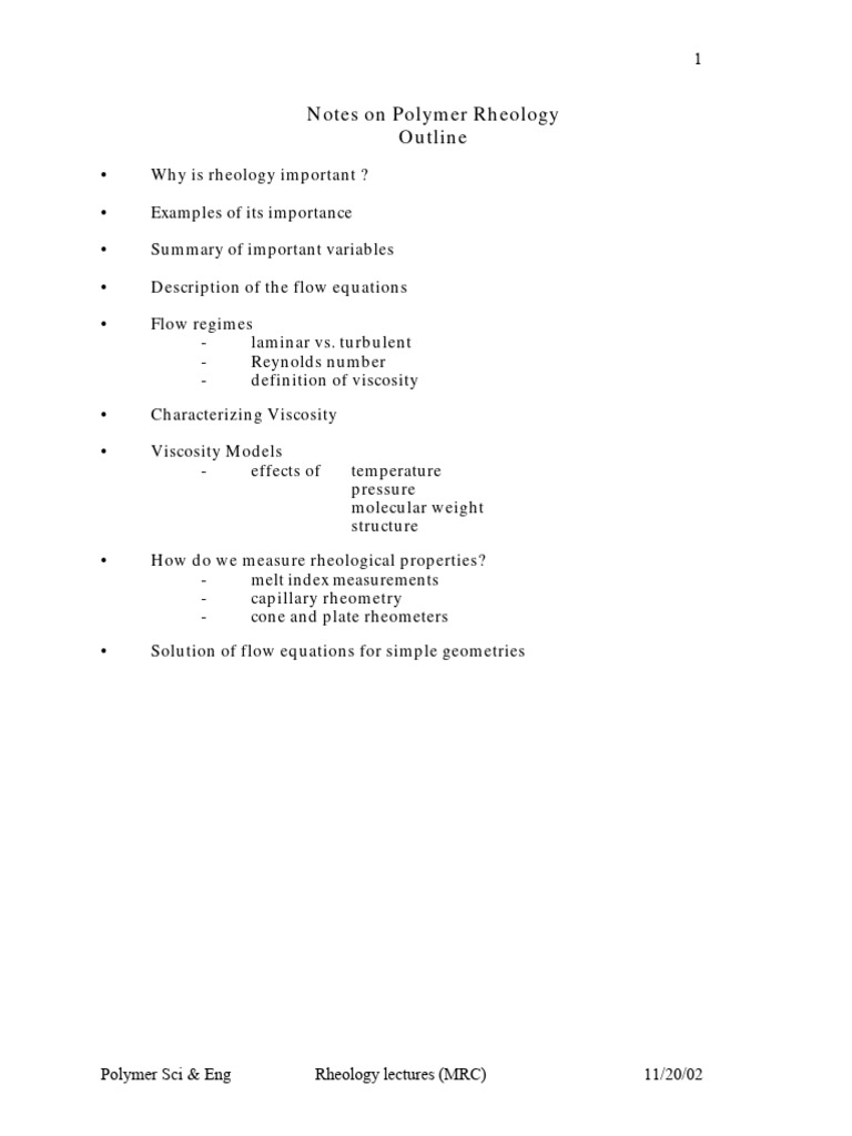 01Rheology (Course 016) Why Is Rheo Important PDF Fluid Dynamics