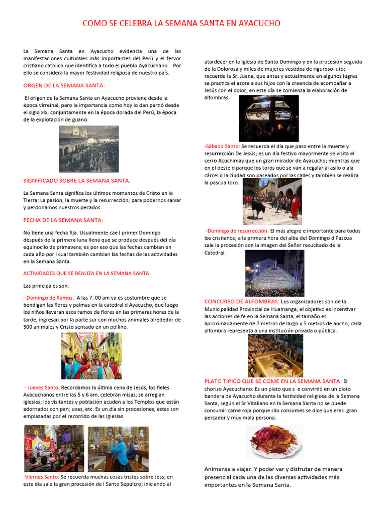 Semana Santa en Ayacucho: Tradiciones y Festividades | PDF | Pascua de ...