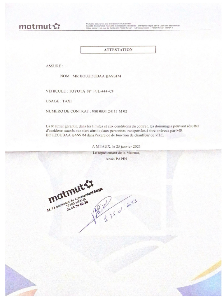 Attestation pdf