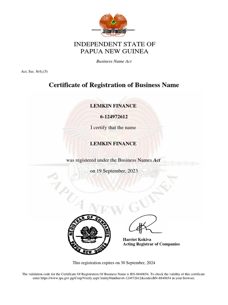 Certificate of registration of business name pdf