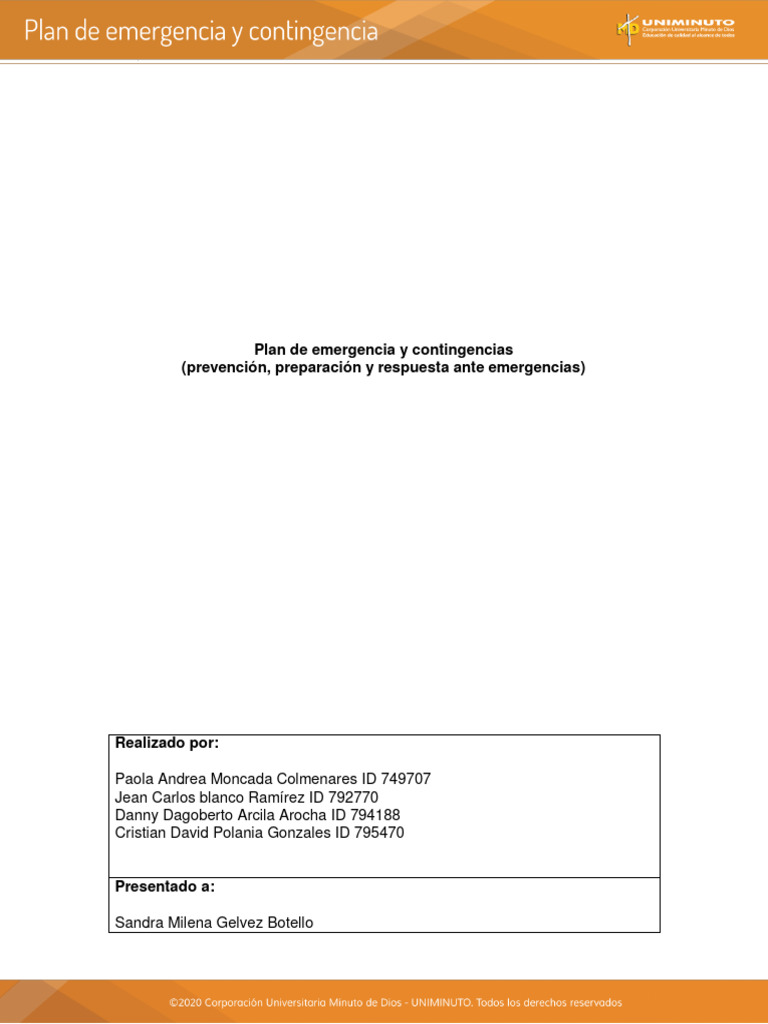 Plan de Emergencia y Contingencias SAS | PDF | Riesgo | Emergencia