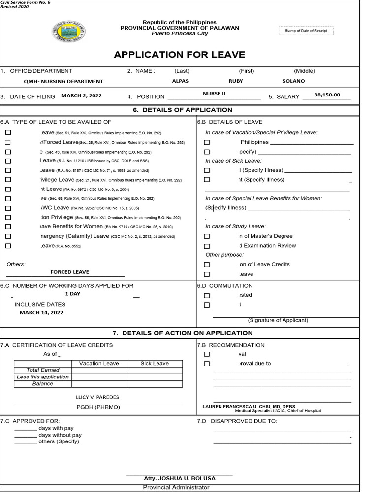 Leave Application Form Template | PDF | Sick Leave | Parental Leave