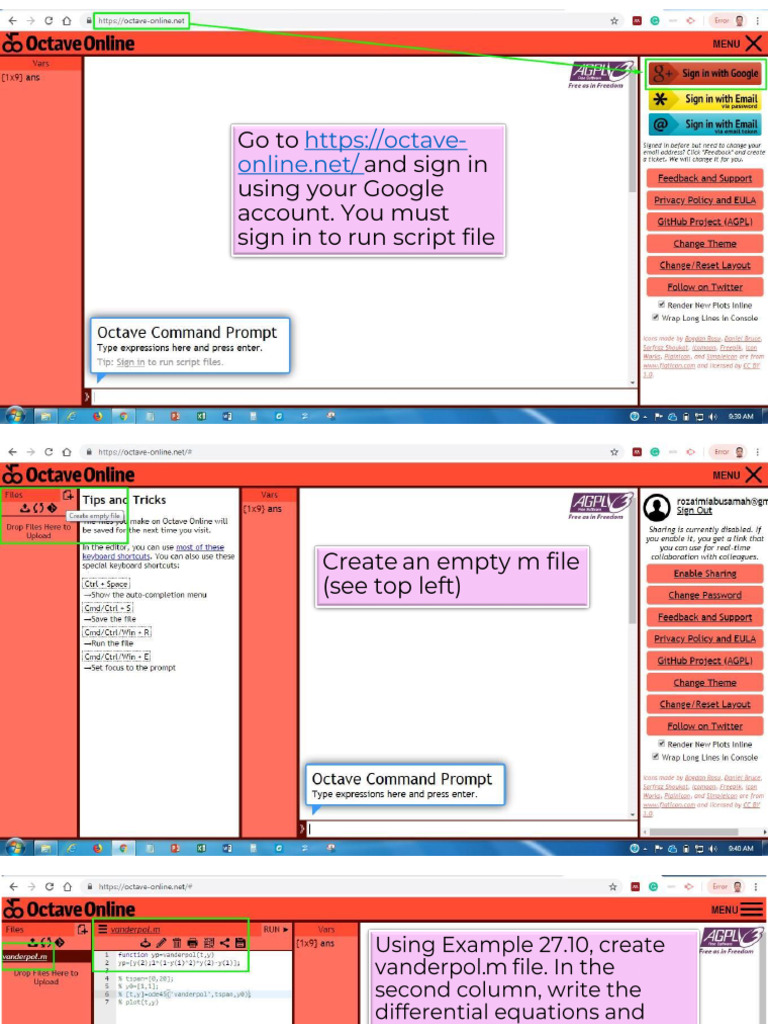 How to use octave online for ode pdf