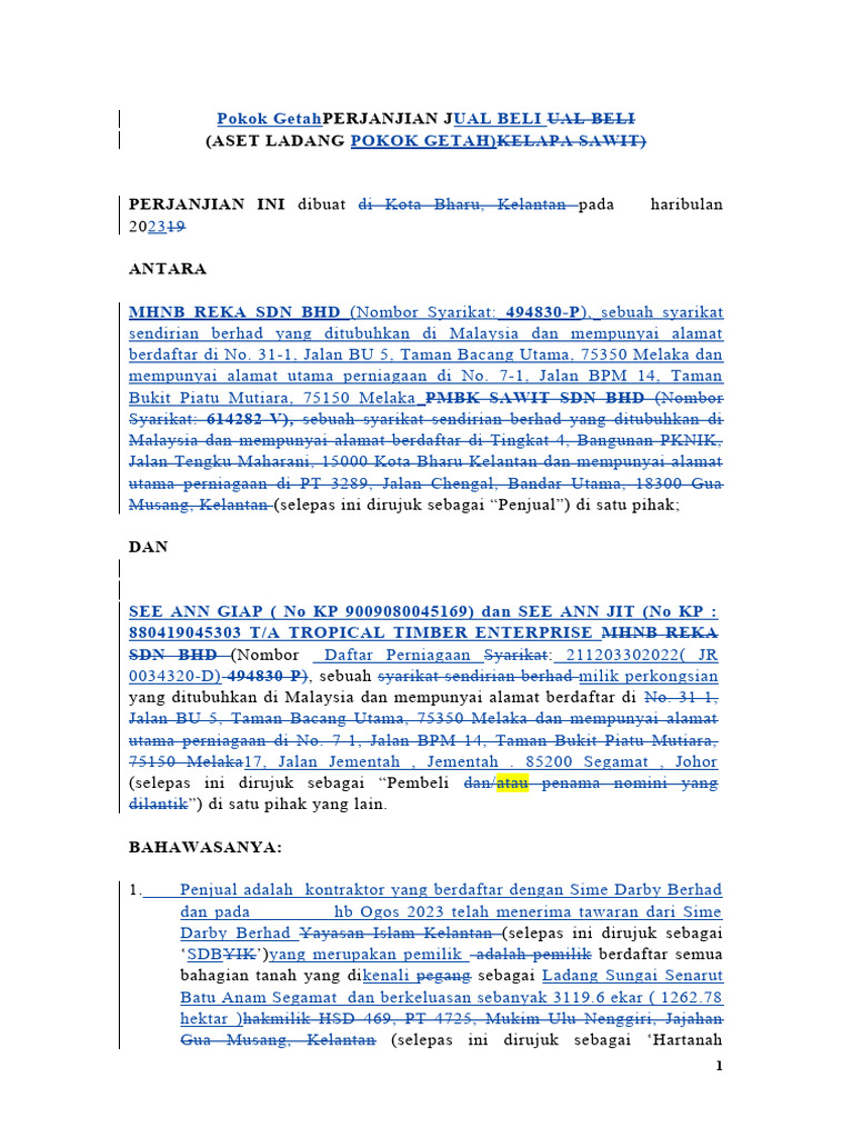 Deraf PJB Aset (1) Amended Kayu Getah | PDF