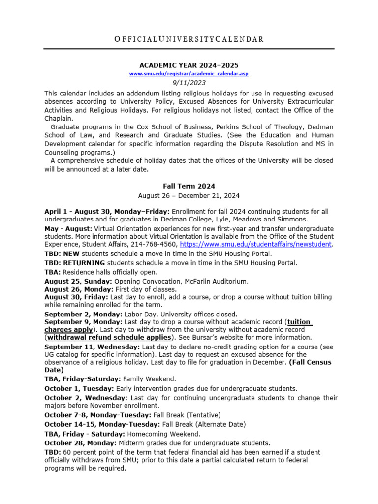 Official University Calendar 2024 | PDF | Jewish Holidays | Observances
