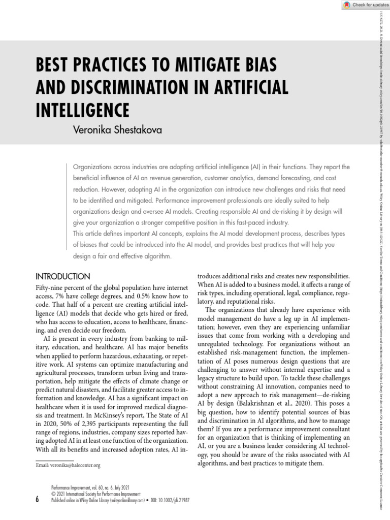 Mitigating AI Bias in Organizations | PDF | Machine Learning ...