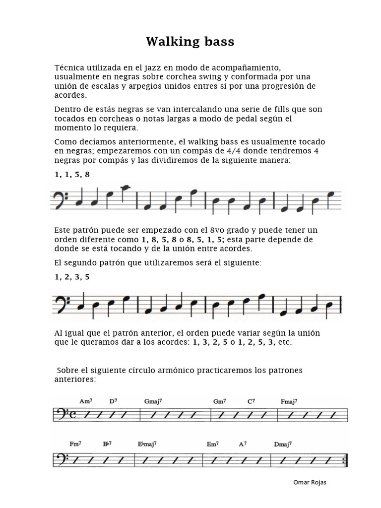 Técnicas de Walking Bass en Jazz | PDF