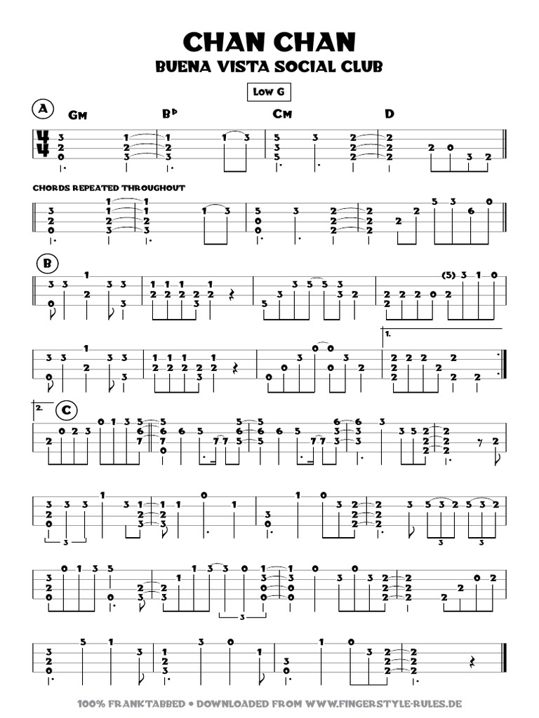 "Chan Chan" Buena Vista Social Club Fingerpicking Ukulele PDF Cuban Music Spanish