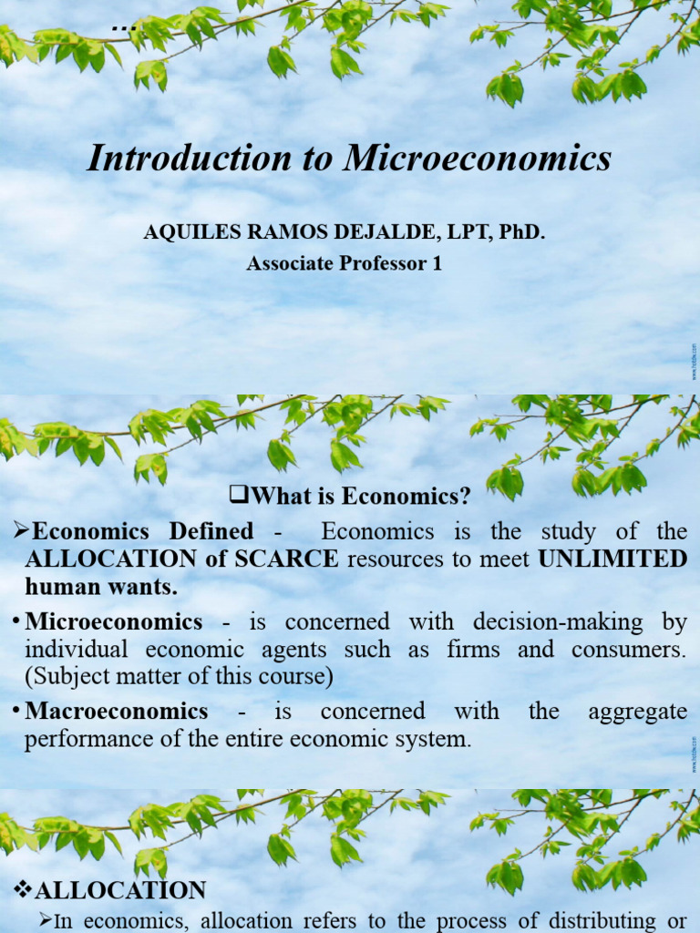 Introduction To Micro Economics | PDF | Economics | Economic System