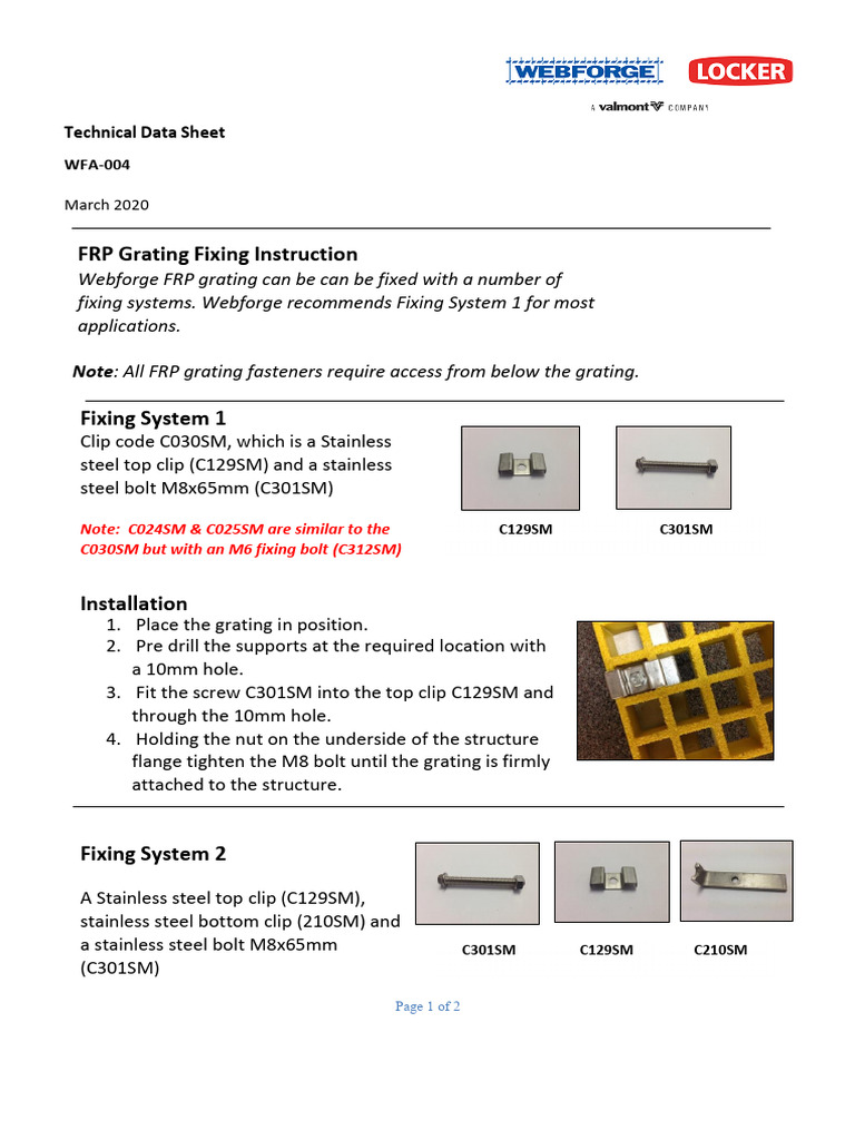 Wfa 004 FRP Grating Fixing Instruction v1 PDF