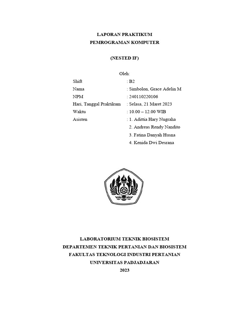 Laprak pemograman komputer nested if pdf