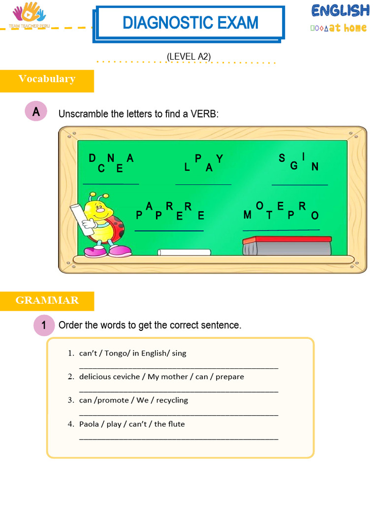 Level a2 grammar diagnostic test pdf