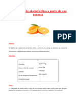 Elaboración de Alcohol Etílico A Partir de Una Naranja