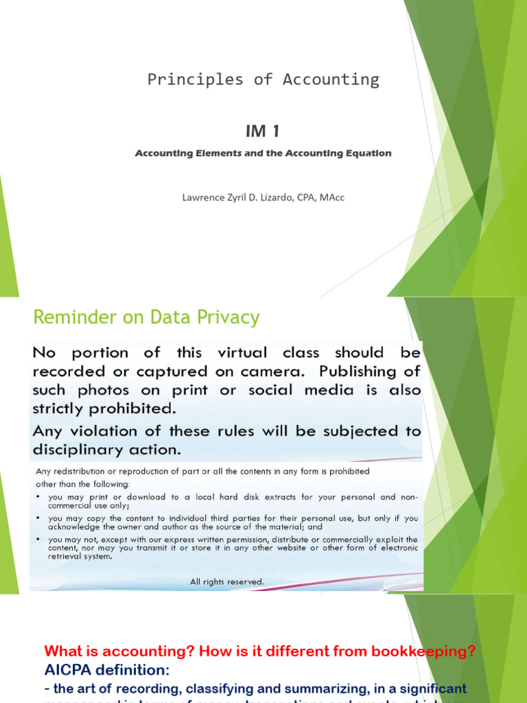 Accounting Principles and Elements Explained | PDF