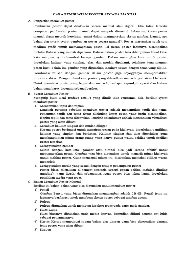 Artikel Cara Pembuatan Poster Secara Manual PDF