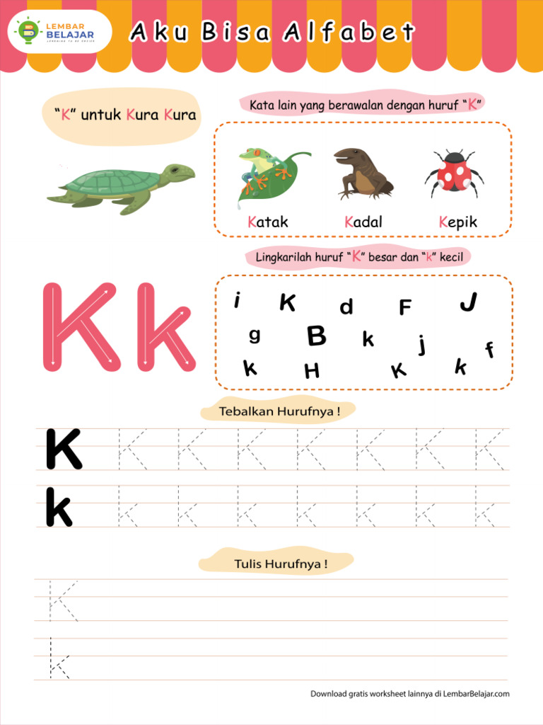  Worksheet Menulis Huruf K 