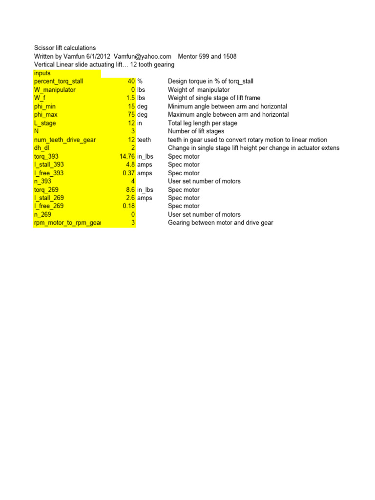 Scissor Lift Calculation PDF