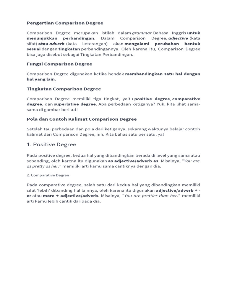Pengertian Comparison Degree | PDF | Language Arts & Discipline ...
