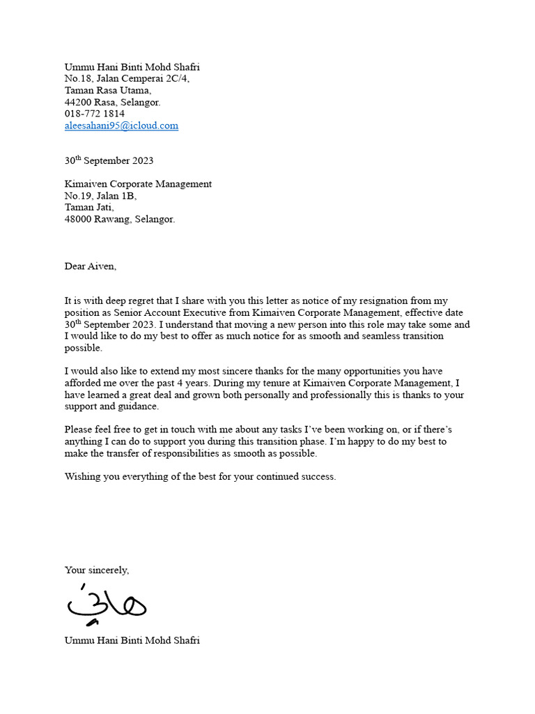 Resignation Letter PDF | PDF