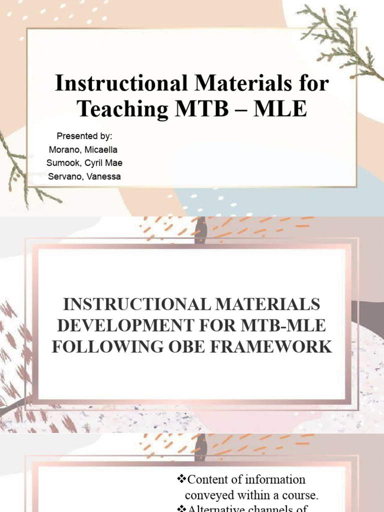 Instructional Materials For Teaching MTB MLE PDF