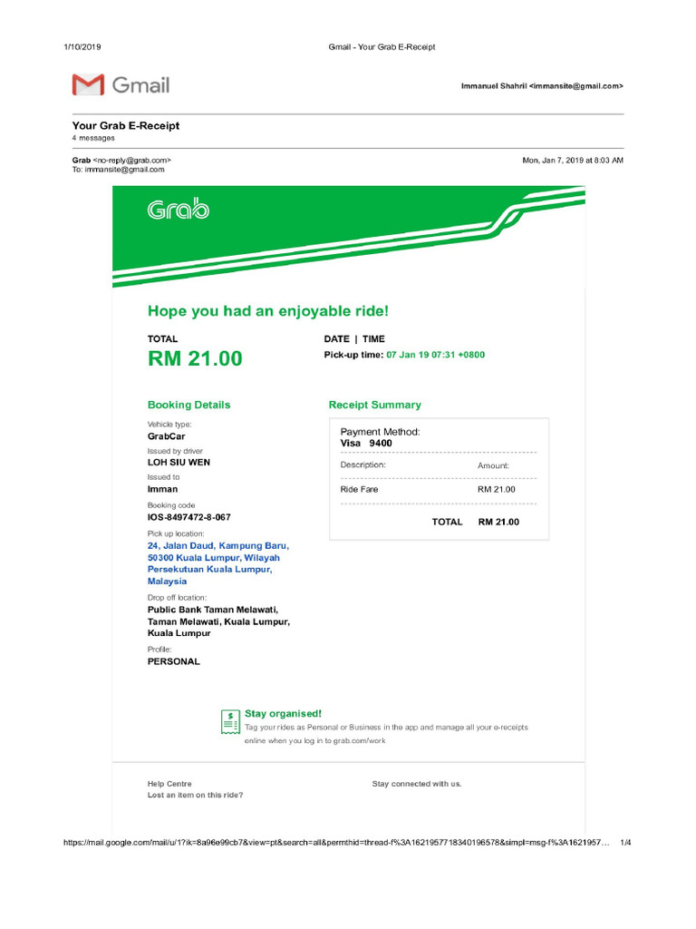 Gmail - Your Grab E-Receipt Pages 1-4 - Flip PDF Download - FlipHTML5 | PDF