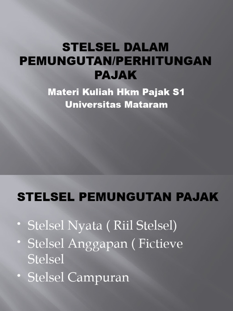 Stelsel Dalam Pemungutan Pajak | PDF