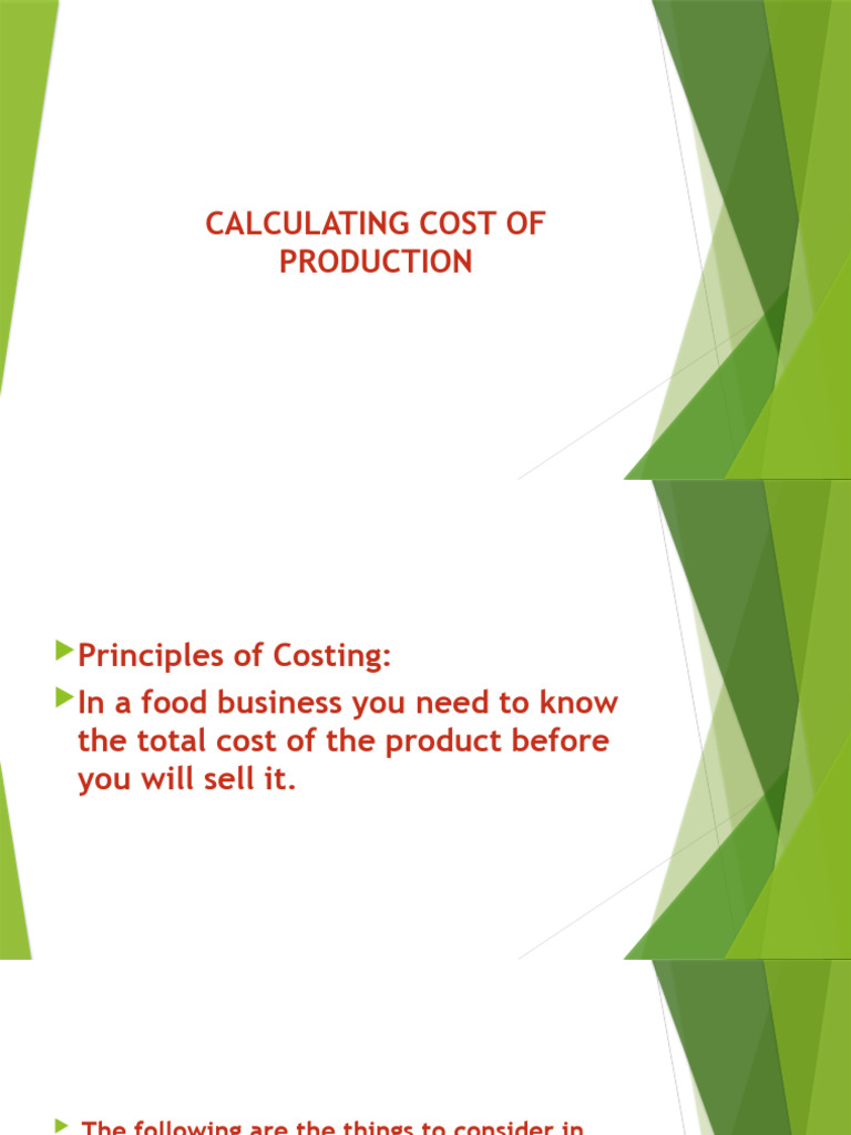 Calculating Cost of Production PDF