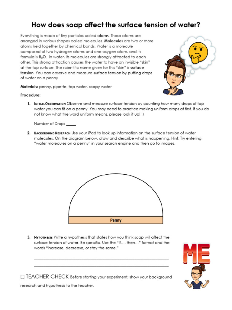 Lab How Does Soap Affect The Surface Tension of Water? PDF