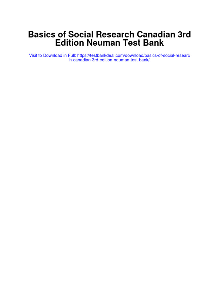Basics of social research canadian 3rd edition neuman test bank pdf