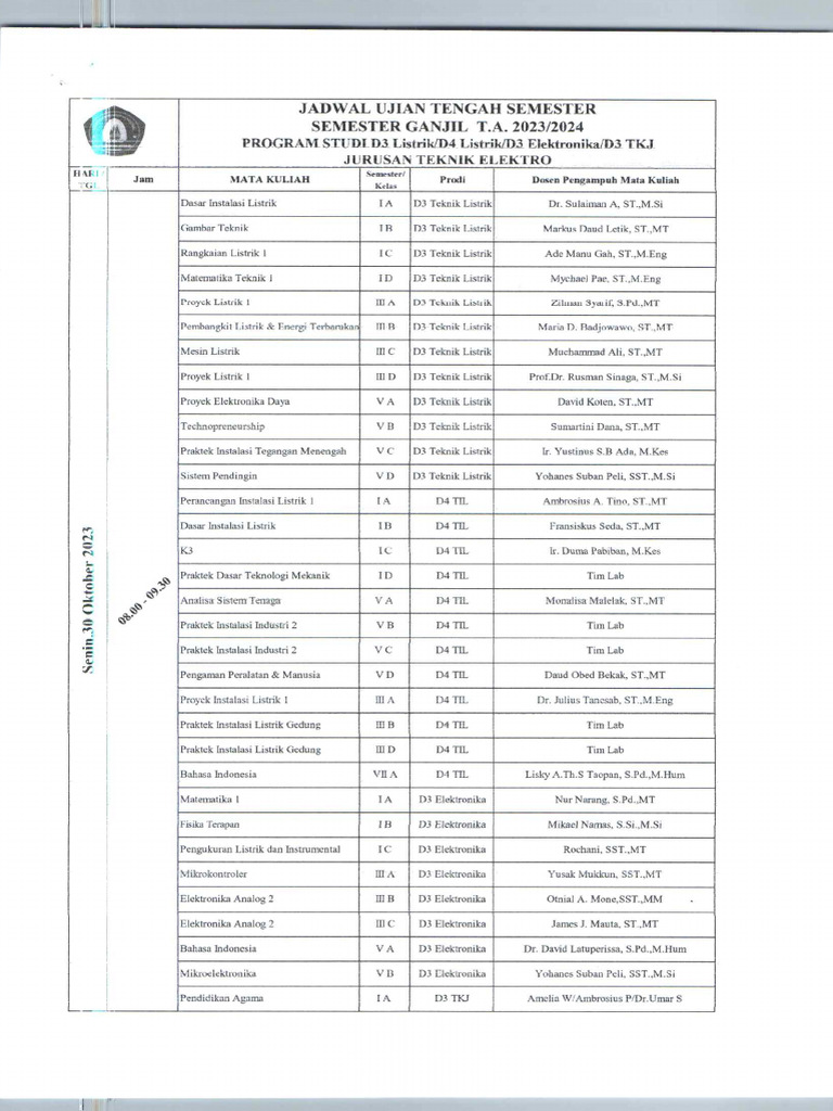 Jadwal UTS Ganjil 2023 2024 PDF
