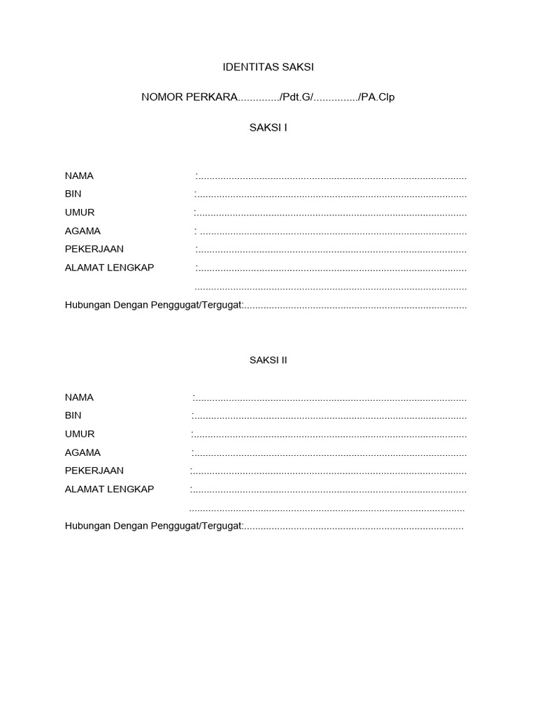 Identitas Saksi | PDF