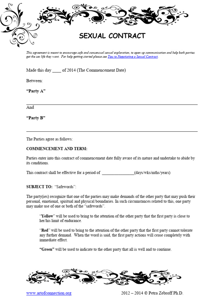 Sexual Contract Agreement Template | PDF