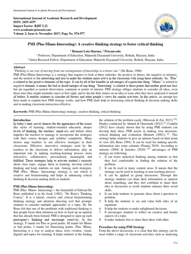 PMIPlus Minus Interesting | PDF