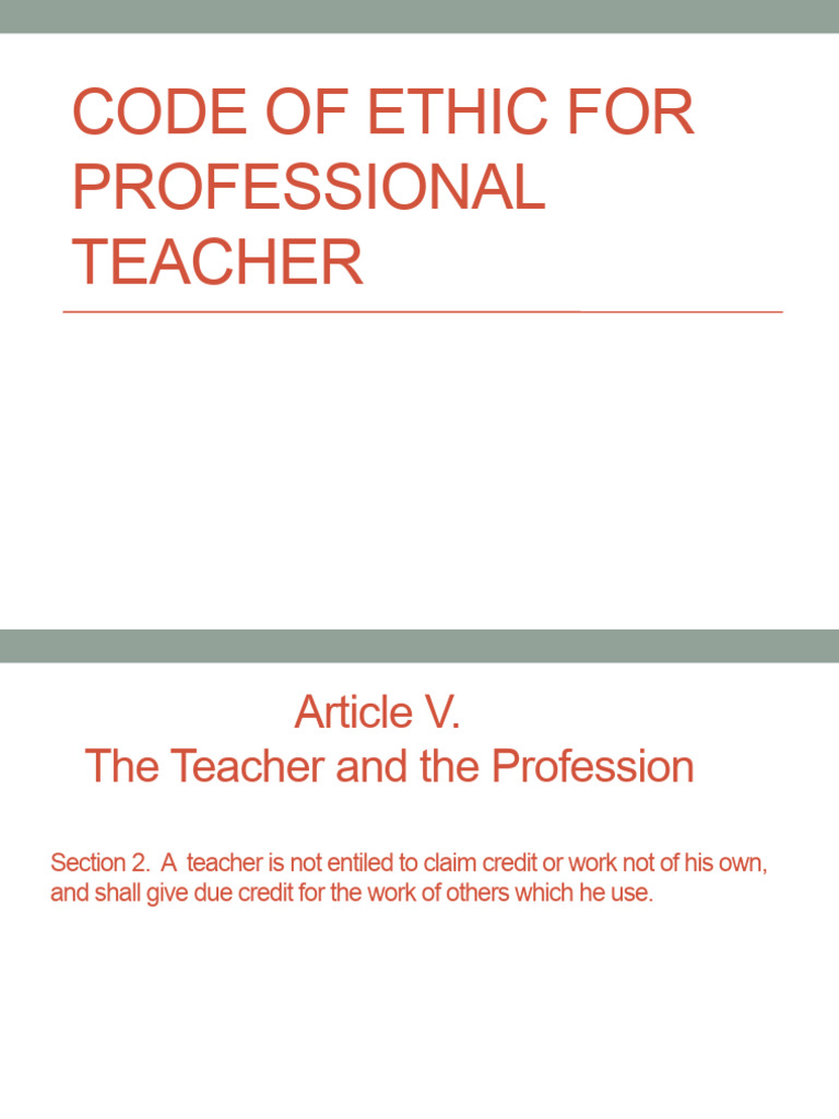 Code of ethic for professional teacher pdf