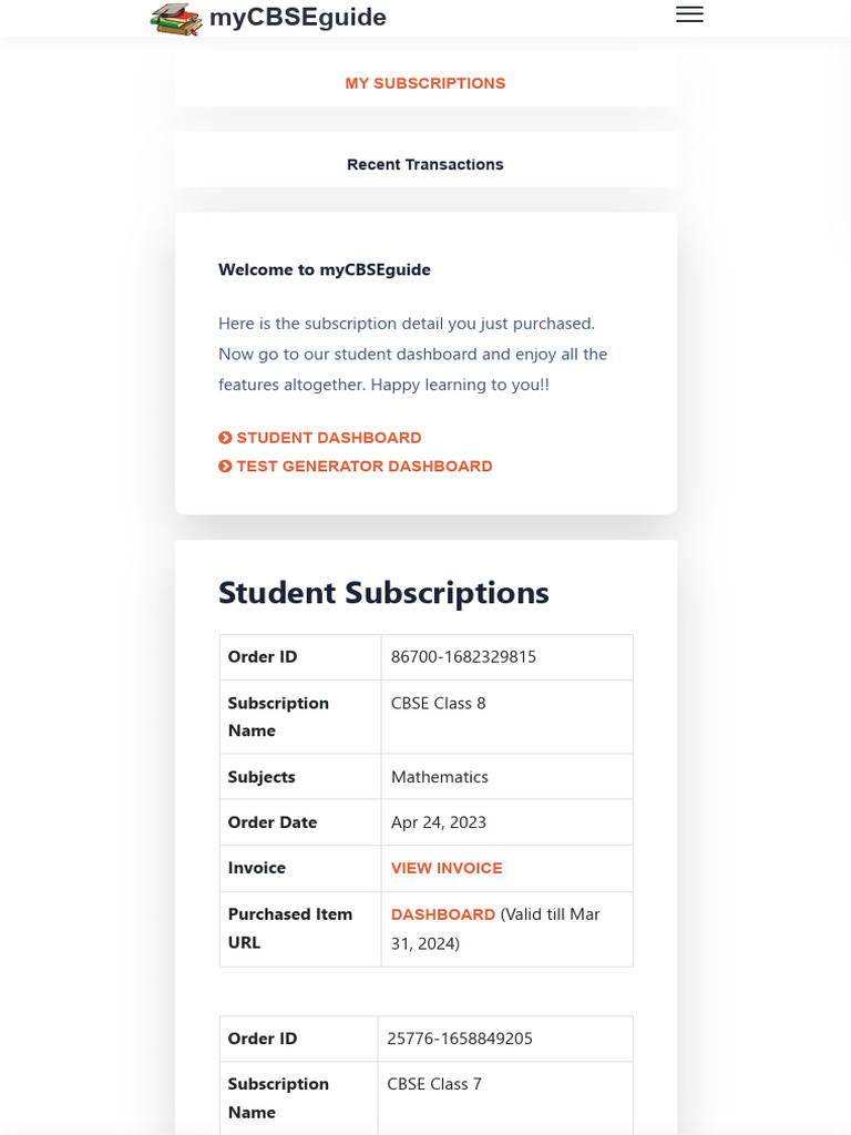 MyCBSE Guide Subscription Amount 24.04.2023 | PDF | Student Assessment ...