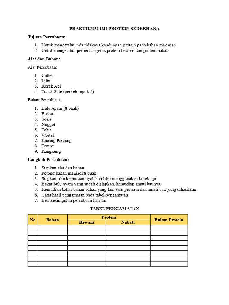 Praktikum Uji Protein Sederhana Pdf