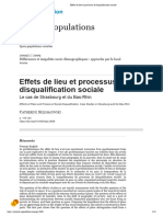 Effets de Lieu Et Processus de Disqualification Sociale