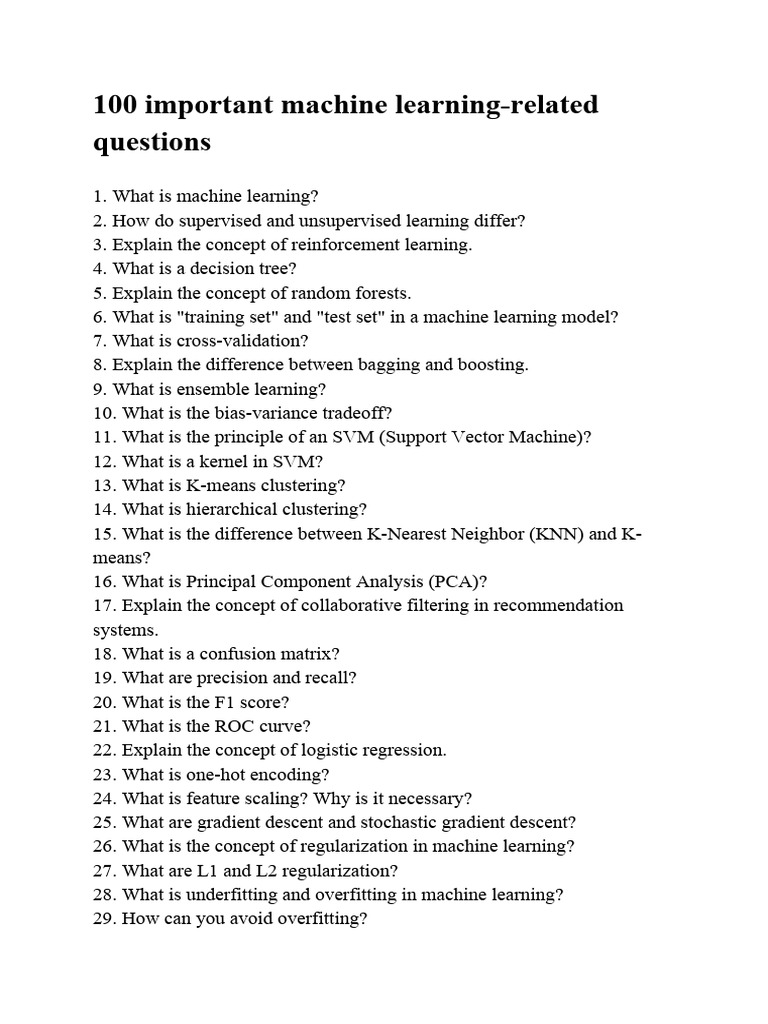 200 Essential Machine Learning & Deep Learning Questions | PDF