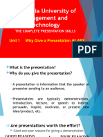 Unit 1. Why Giving A Presentation at All
