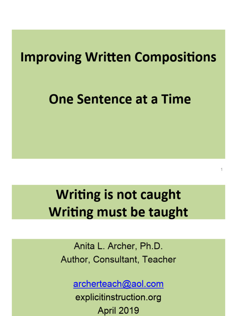 Improving Written Compositions One Sentence at A Time | PDF | Aurora ...