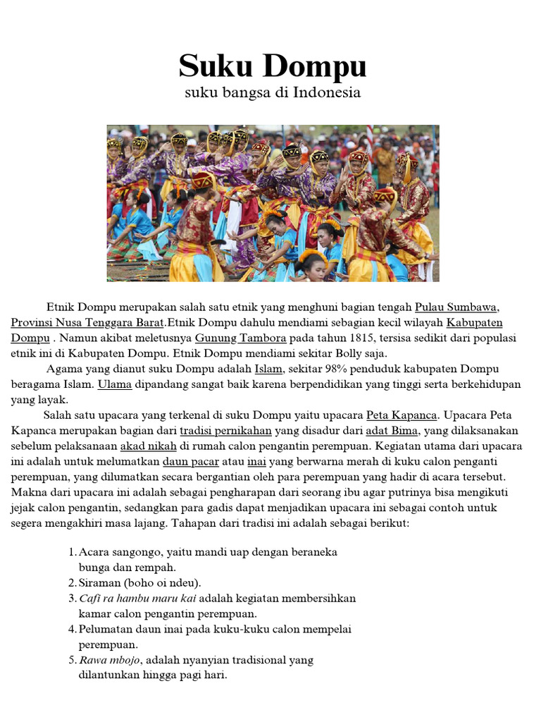 Tradisi dan Budaya Suku Dompu | PDF