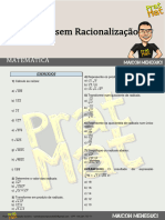 Lista de Exercícios de Radiciação