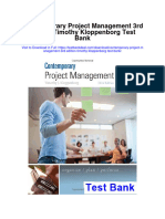 Contemporary Project Management 3rd Edition Timothy Kloppenborg Test Bank