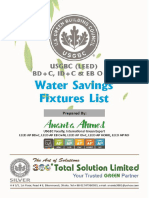Water Savings Fixtures List