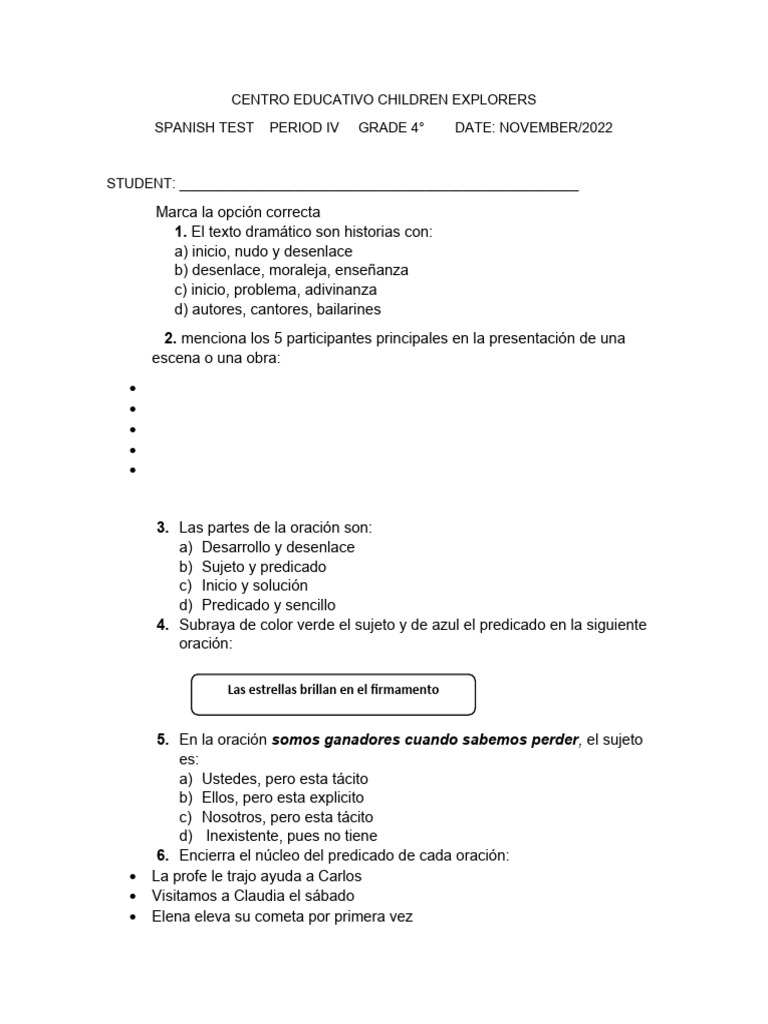 Spanish Test PDF