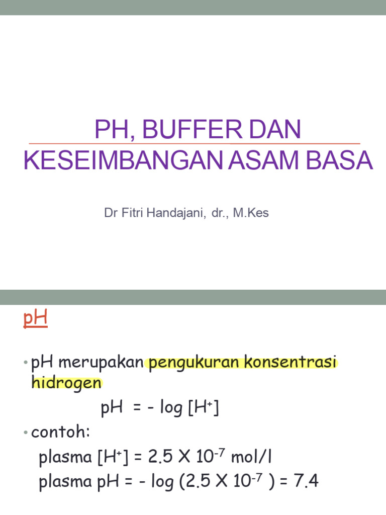 PH, Buffer Dan Keseimbangan Asam Basa Kuliah IKD 2 TH 2021 | PDF