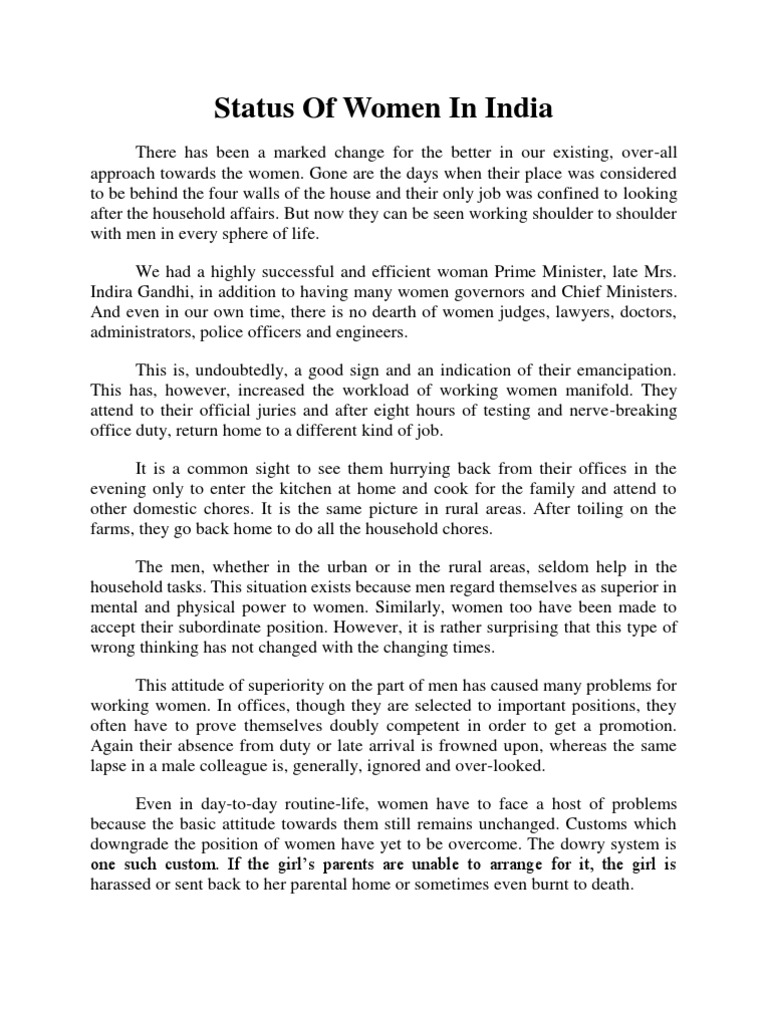 Status of Women in India | PDF | Gender Equality | Gender Studies