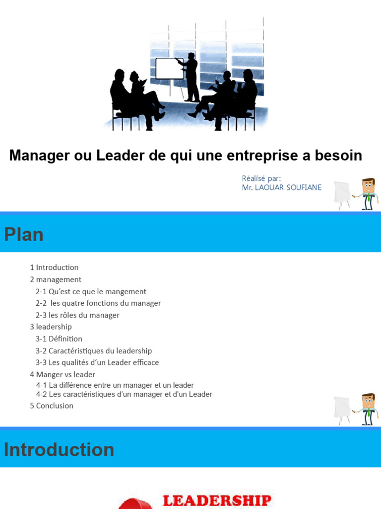 Manager ou Leader : Quelle nécessité ? | PDF | Direction | Psychologie ...