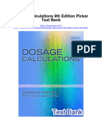 Dosage Calculations 9th Edition Pickar Test Bank