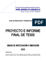Guía de Redacción y Presentación de Proyecto e Informe Final de Tesis - 2023